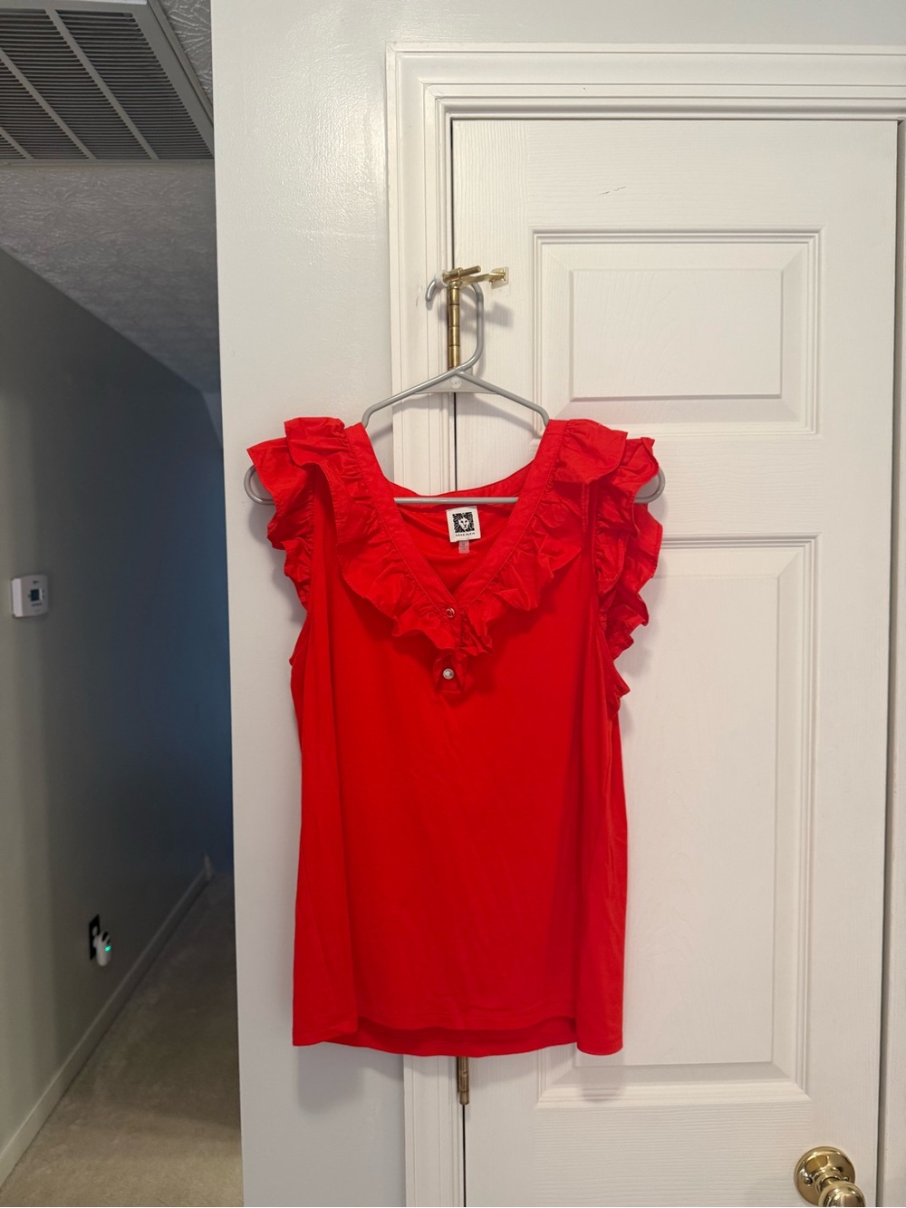 Never worn no tags medium Anne Klein Red Ruffled V-Neck Sleeveless blouse